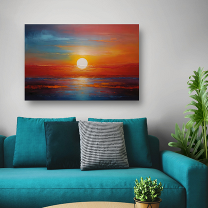 Levendige Impressie van een Kleurrijke Zonsondergang poster