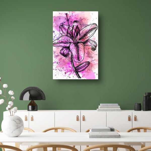 Abstracte bloem in levendige roze tinten poster