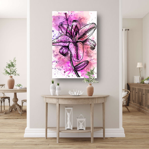 Abstracte bloem in levendige roze tinten poster