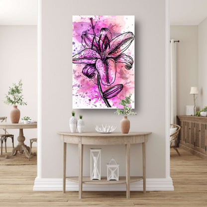 Abstracte bloem in levendige roze tinten poster