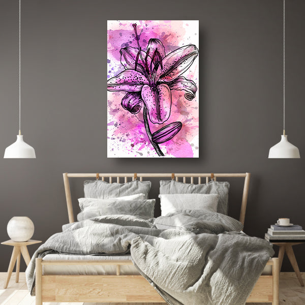 Abstracte bloem in levendige roze tinten poster