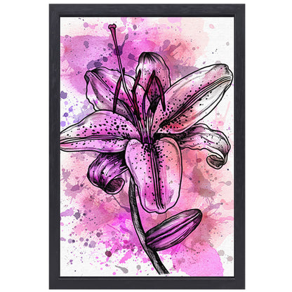 Abstracte bloem in levendige roze tinten canvas met baklijst