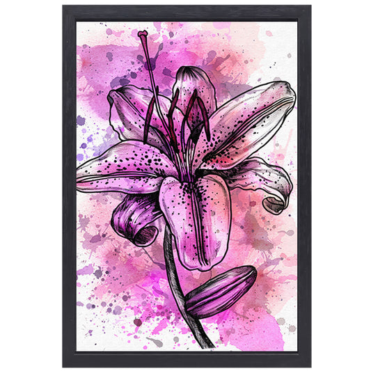 Abstracte bloem in levendige roze tinten canvas met baklijst