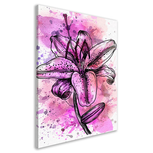 Abstracte bloem in levendige roze tinten canvas