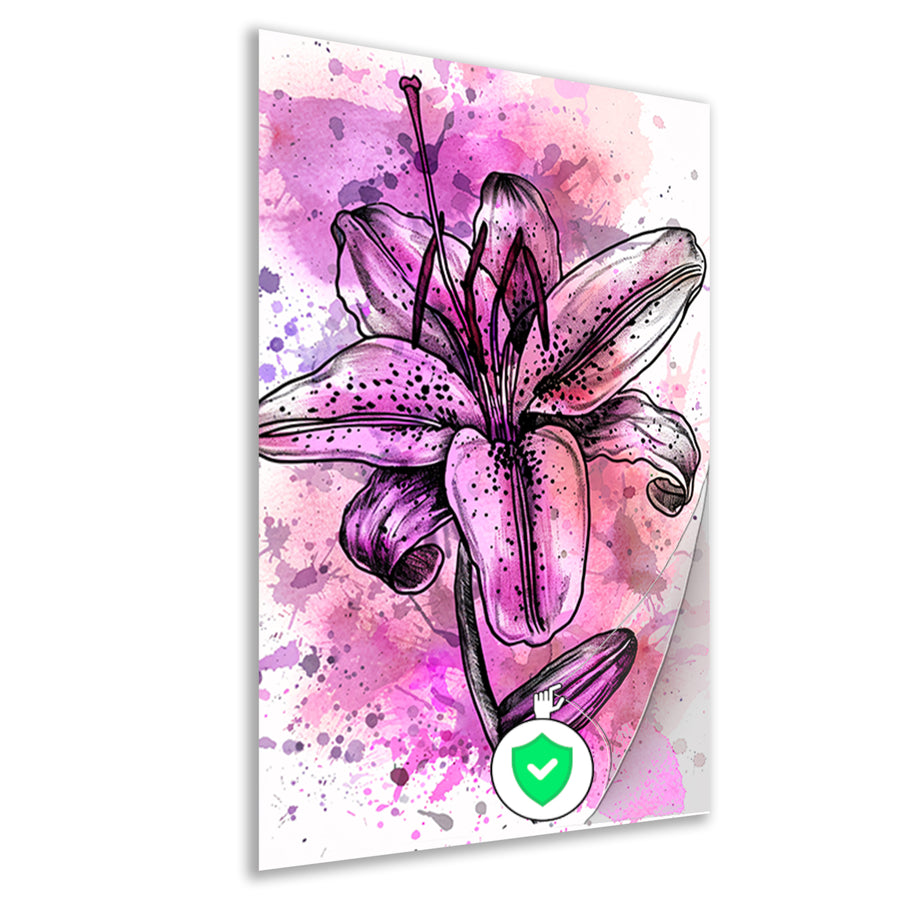 Abstracte bloem in levendige roze tinten poster