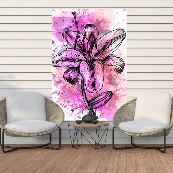 Abstracte bloem in levendige roze tinten tuinposter