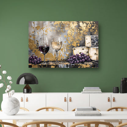 Abstract schilderij van wijn en kaas acrylglas