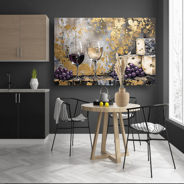 Abstract schilderij van wijn en kaas acrylglas