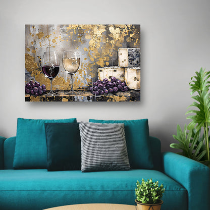 Abstract schilderij van wijn en kaas acrylglas