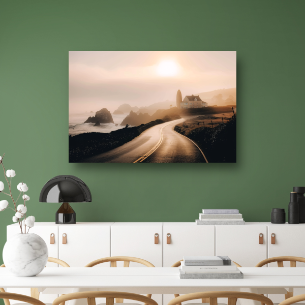 Impressionistisch droomhuis canvas met baklijst