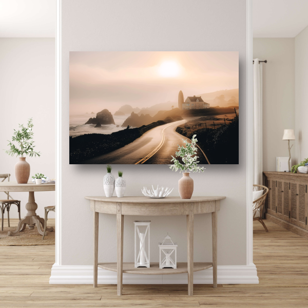 Impressionistisch droomhuis canvas met baklijst