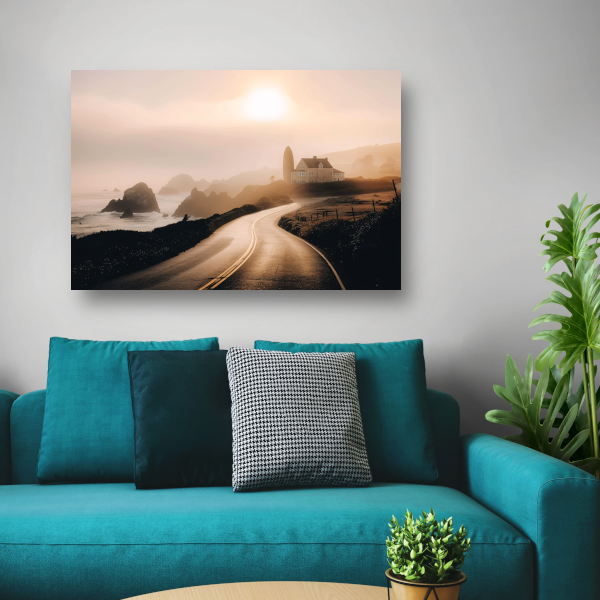 Impressionistisch droomhuis canvas met baklijst
