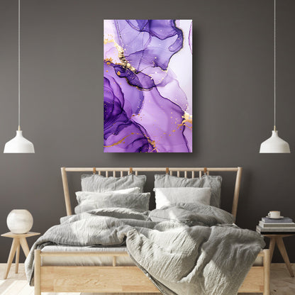Paarse inkt en gouden aderen abstract poster