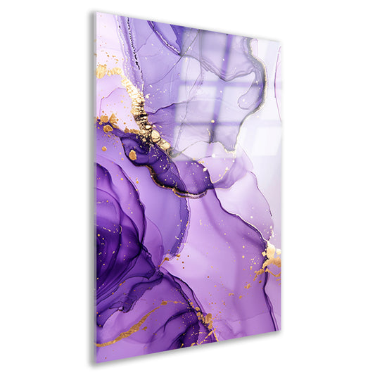 Paarse inkt en gouden aderen abstract acrylglas