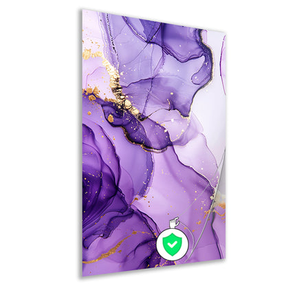 Paarse inkt en gouden aderen abstract poster