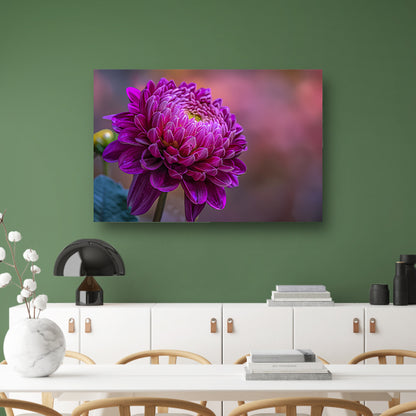 Paarse bloem close-up met zachte achtergrond acrylglas