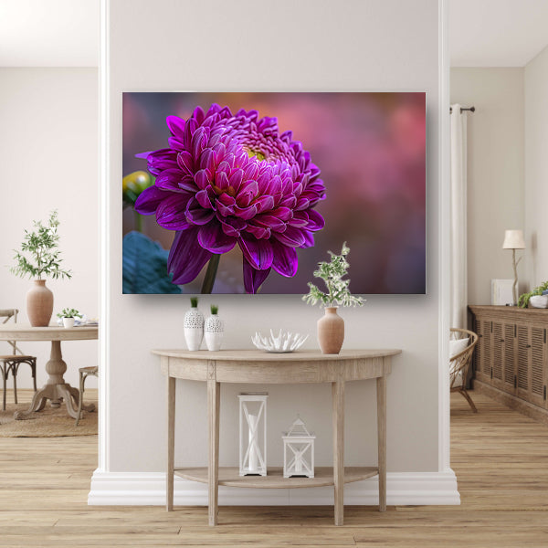 Paarse bloem close-up met zachte achtergrond acrylglas