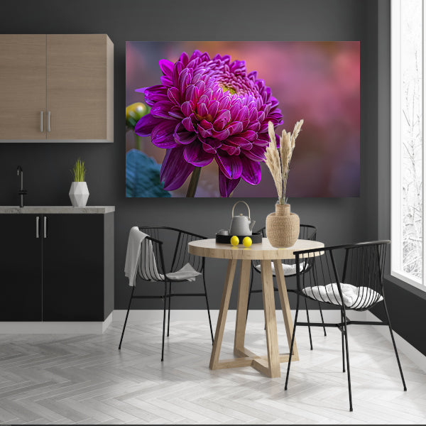 Paarse bloem close-up met zachte achtergrond acrylglas