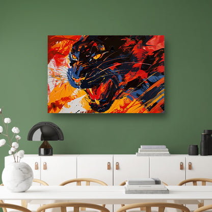 Abstracte kleurrijke zwarte panter schilderij poster