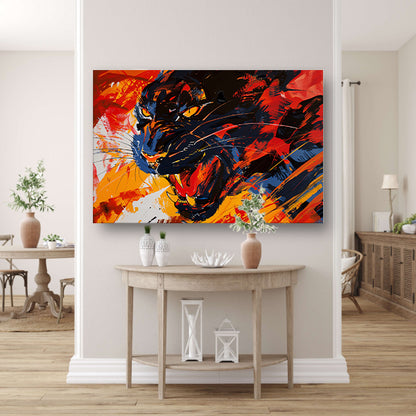 Abstracte kleurrijke zwarte panter schilderij poster