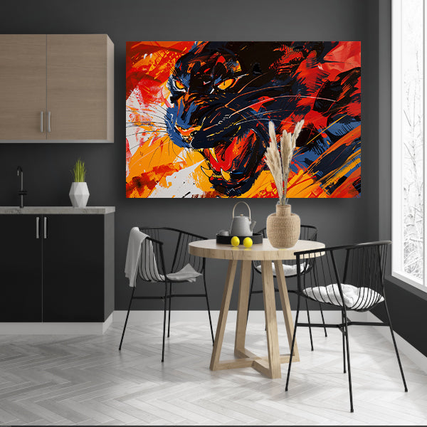 Abstracte kleurrijke zwarte panter schilderij poster