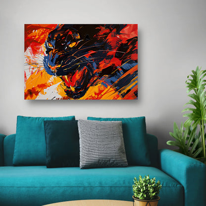 Abstracte kleurrijke zwarte panter schilderij poster