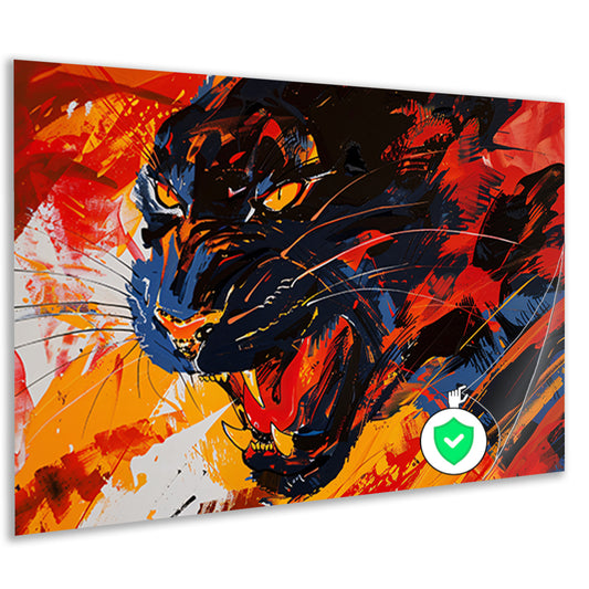 Abstracte kleurrijke zwarte panter schilderij poster