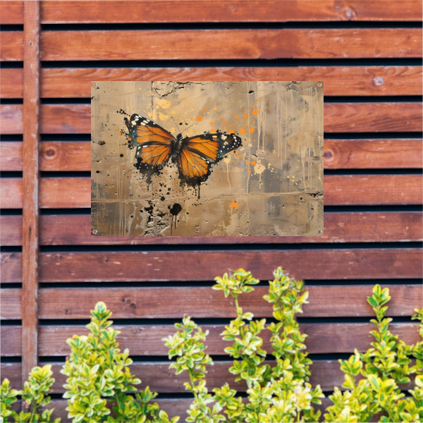 Minimalistische Vlinder op Betonnen Muur tuinposter