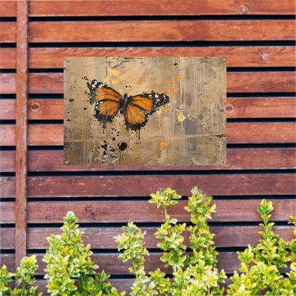 Minimalistische Vlinder op Betonnen Muur tuinposter