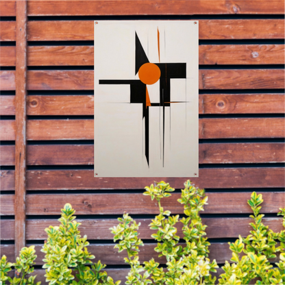 Zwart-Wit en Oranje Abstract Design tuinposter