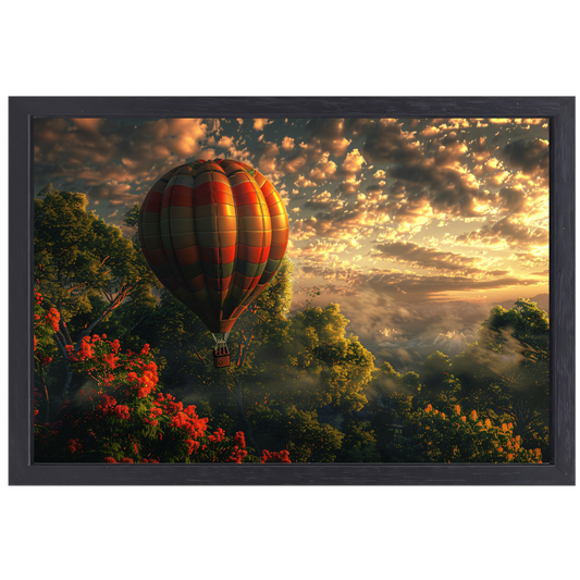 Kleurrijke Ballonvaart in de Avondschemering canvas met baklijst