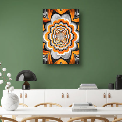 Abstract Oranje Bloem Tunnel Illusie canvas met baklijst