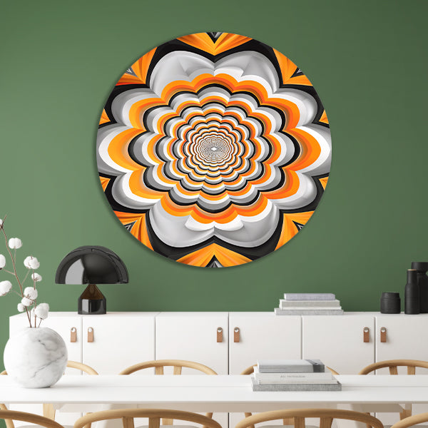 Abstract Oranje Bloem Tunnel Illusie forex muurcirkel