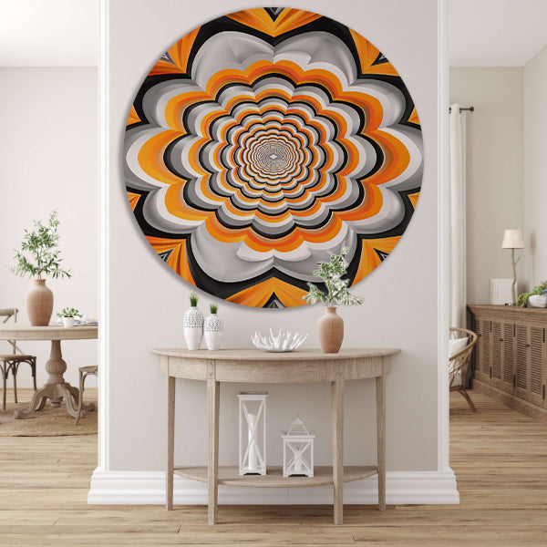 Abstract Oranje Bloem Tunnel Illusie forex muurcirkel