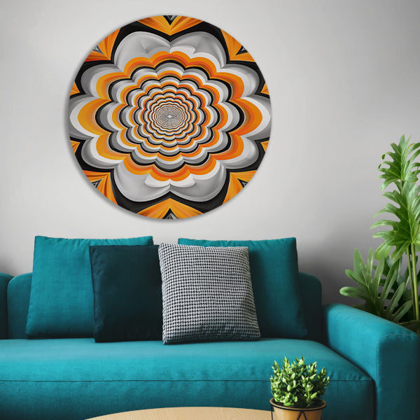 Abstract Oranje Bloem Tunnel Illusie forex muurcirkel