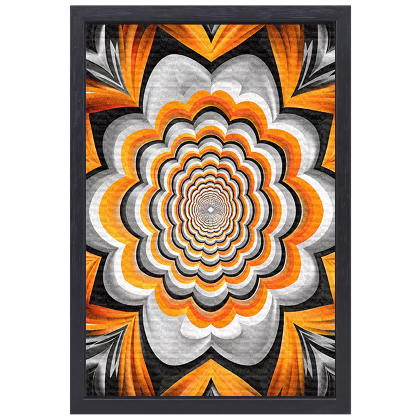 Abstract Oranje Bloem Tunnel Illusie canvas met baklijst