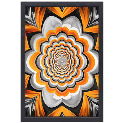 Abstract Oranje Bloem Tunnel Illusie canvas met baklijst