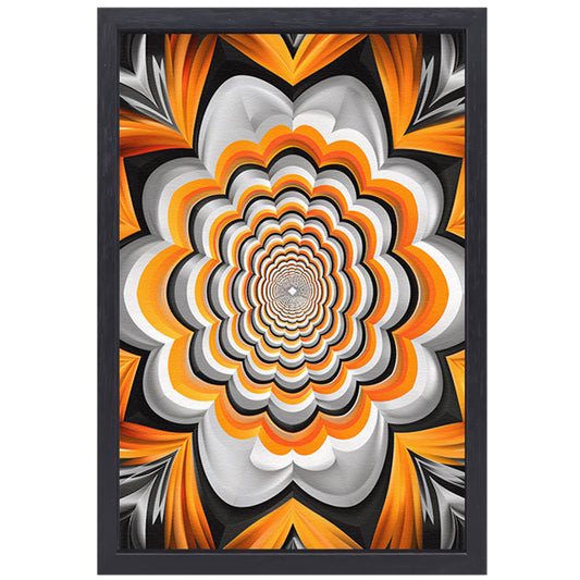 Abstract Oranje Bloem Tunnel Illusie canvas met baklijst