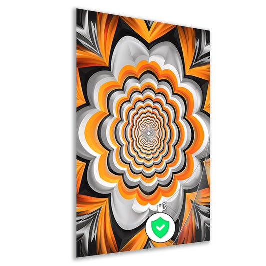 Abstract Oranje Bloem Tunnel Illusie poster