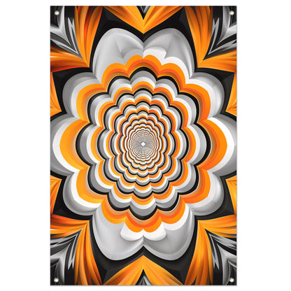 Abstract Oranje Bloem Tunnel Illusie tuinposter