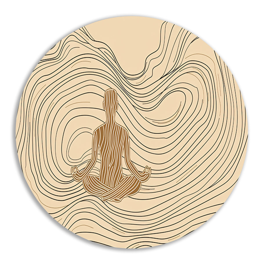 Mediterende figuur in minimalistische lijntekening   forex muurcirkel