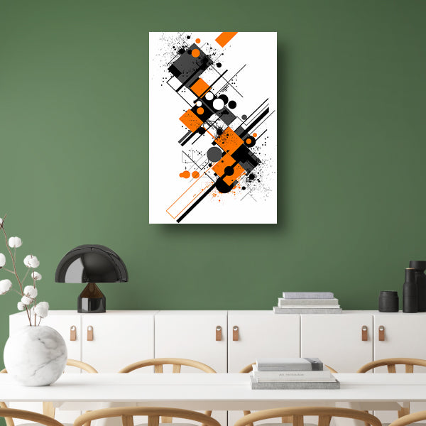 Abstract Kunstwerk met Oranje en Zwarte Vormen canvas