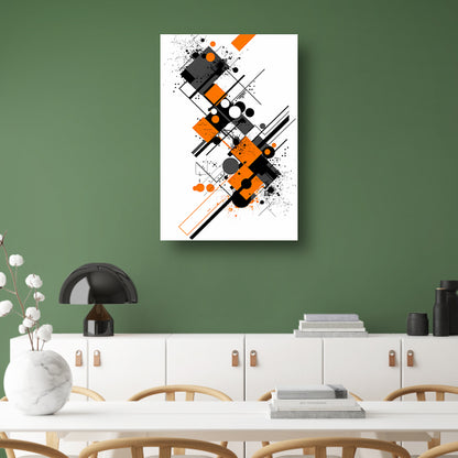 Abstract Kunstwerk met Oranje en Zwarte Vormen canvas