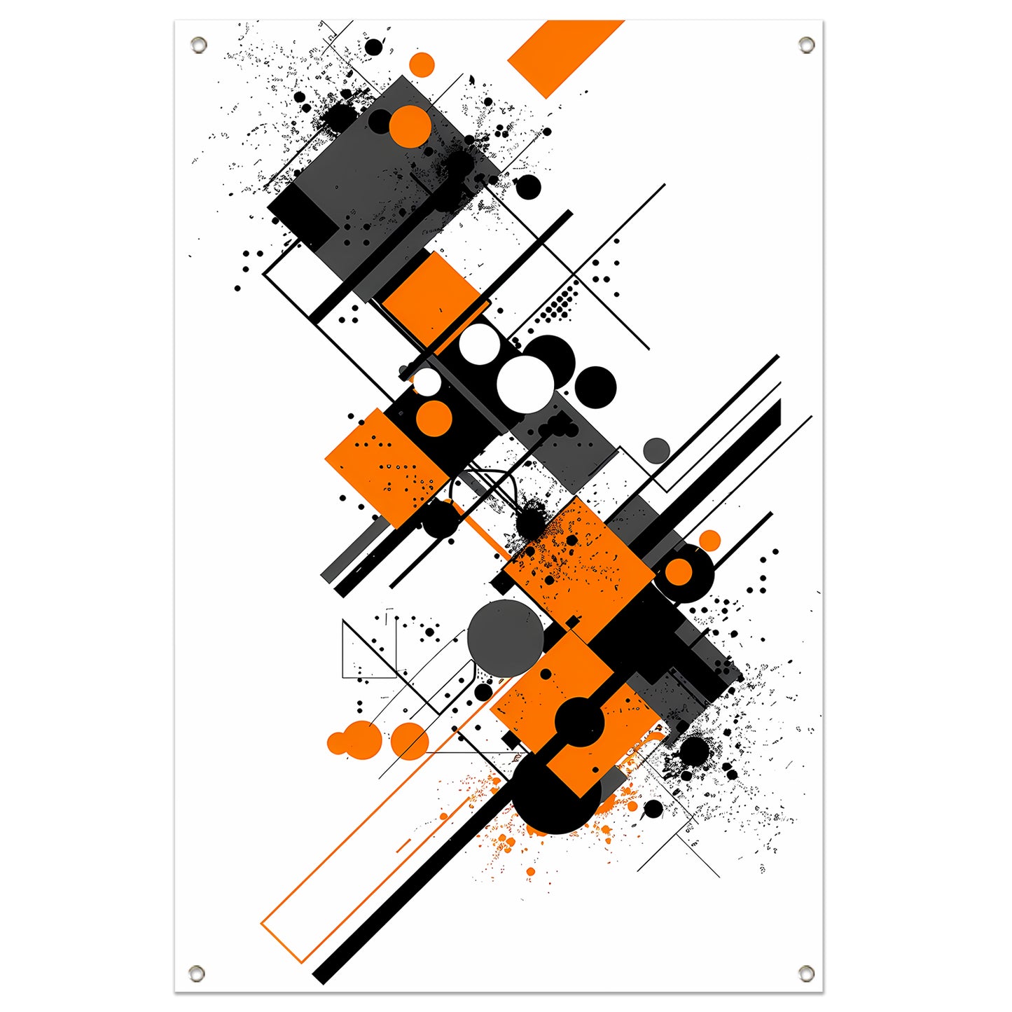 Abstract Kunstwerk met Oranje en Zwarte Vormen tuinposter