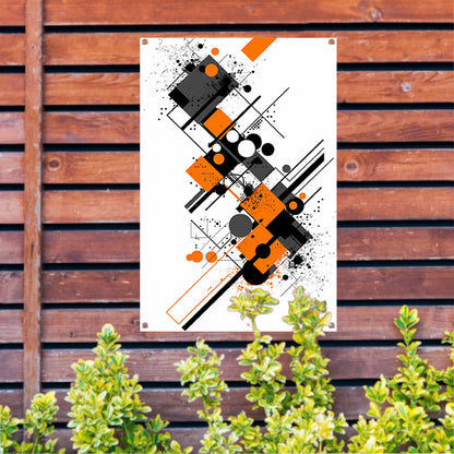 Abstract Kunstwerk met Oranje en Zwarte Vormen tuinposter