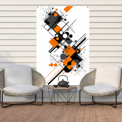 Abstract Kunstwerk met Oranje en Zwarte Vormen tuinposter