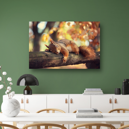 Eekhoorn geniet van herfstige rust canvas