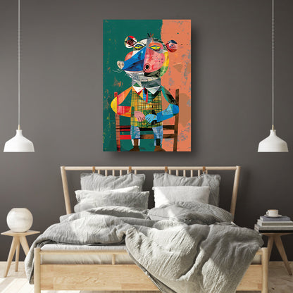 Kubistische Muis in Kleurrijk Wereld canvas