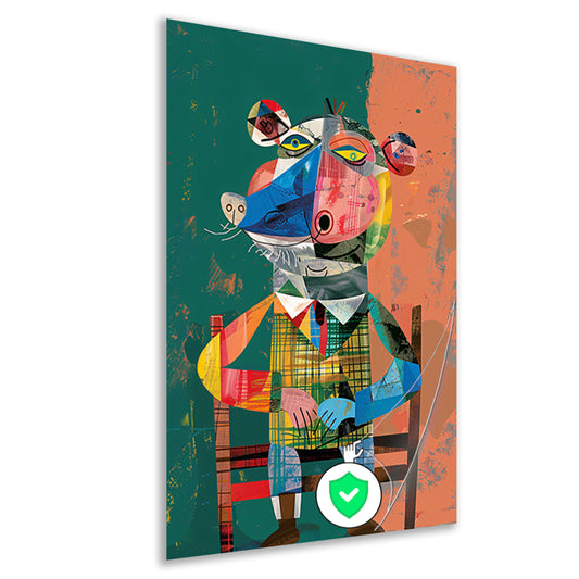 Kubistische Muis in Kleurrijk Wereld poster