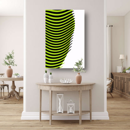 Abstracte lijnen met groene en zwarte golven canvas